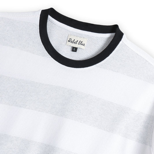 Grey and White striped casual t-shirt - MR0005
