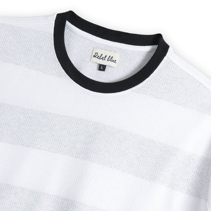 Grey and White striped casual t-shirt - MR0005