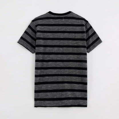 Black and Grey striped cotton t-shirt - MR0006