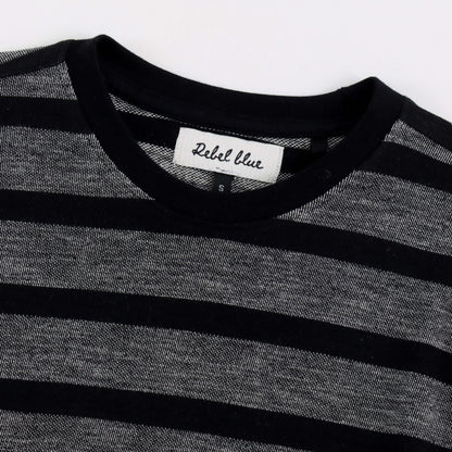 Black and Grey striped cotton t-shirt - MR0006
